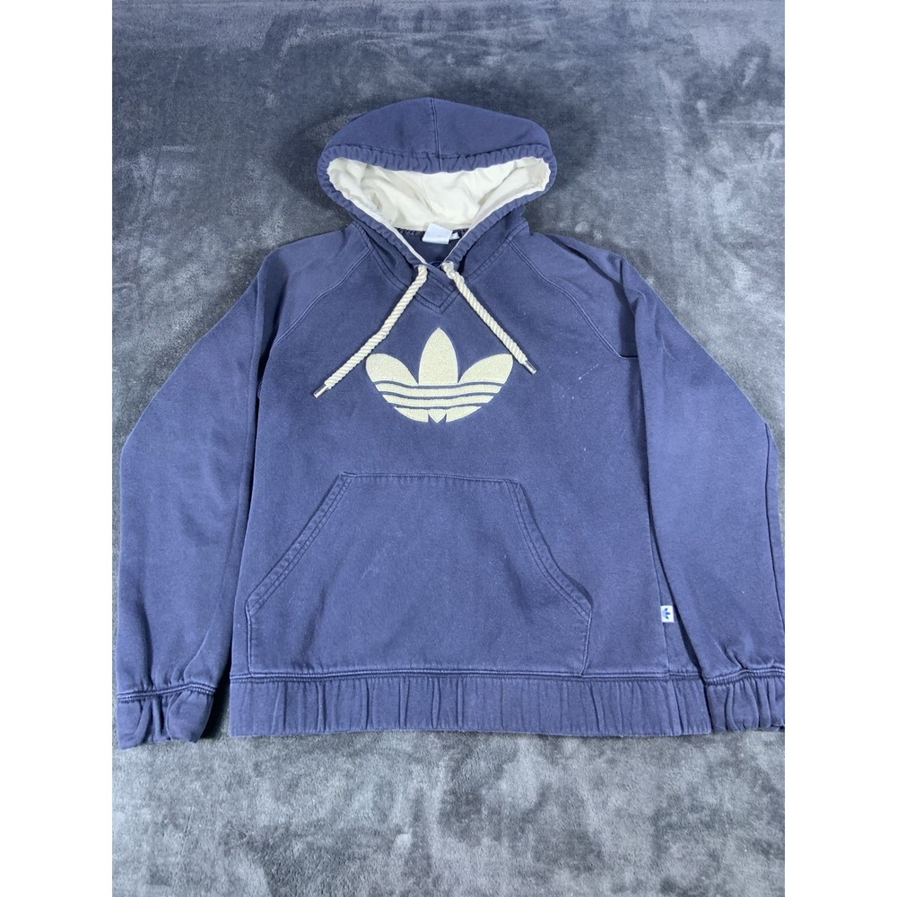 Y2K Adidas Navy Blue Rope Draw String Hoodie Women's Size Large
